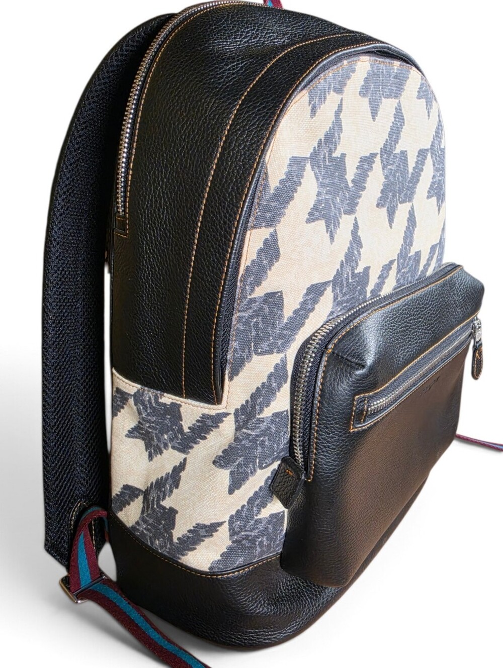 Coach West Houndstooth Print Backpack w/ Leather Trim CJ514 (Retail $550) - Picture 7 of 16